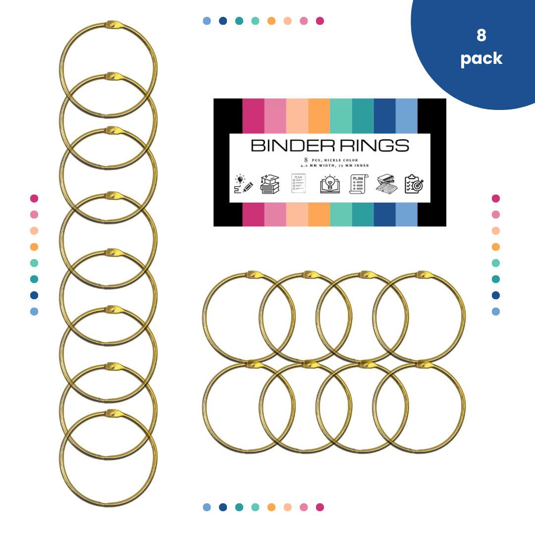 NorCal Goods 8-Pack 3" Binder Rings - Study and Organization Essential - Only $9.99! (Gold)