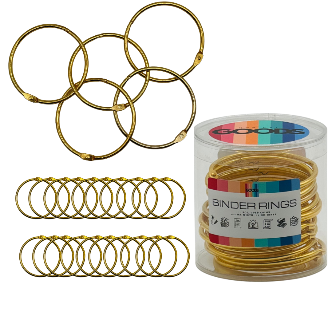 NorCal Goods - 3-inch Gold Binder Rings 20ct