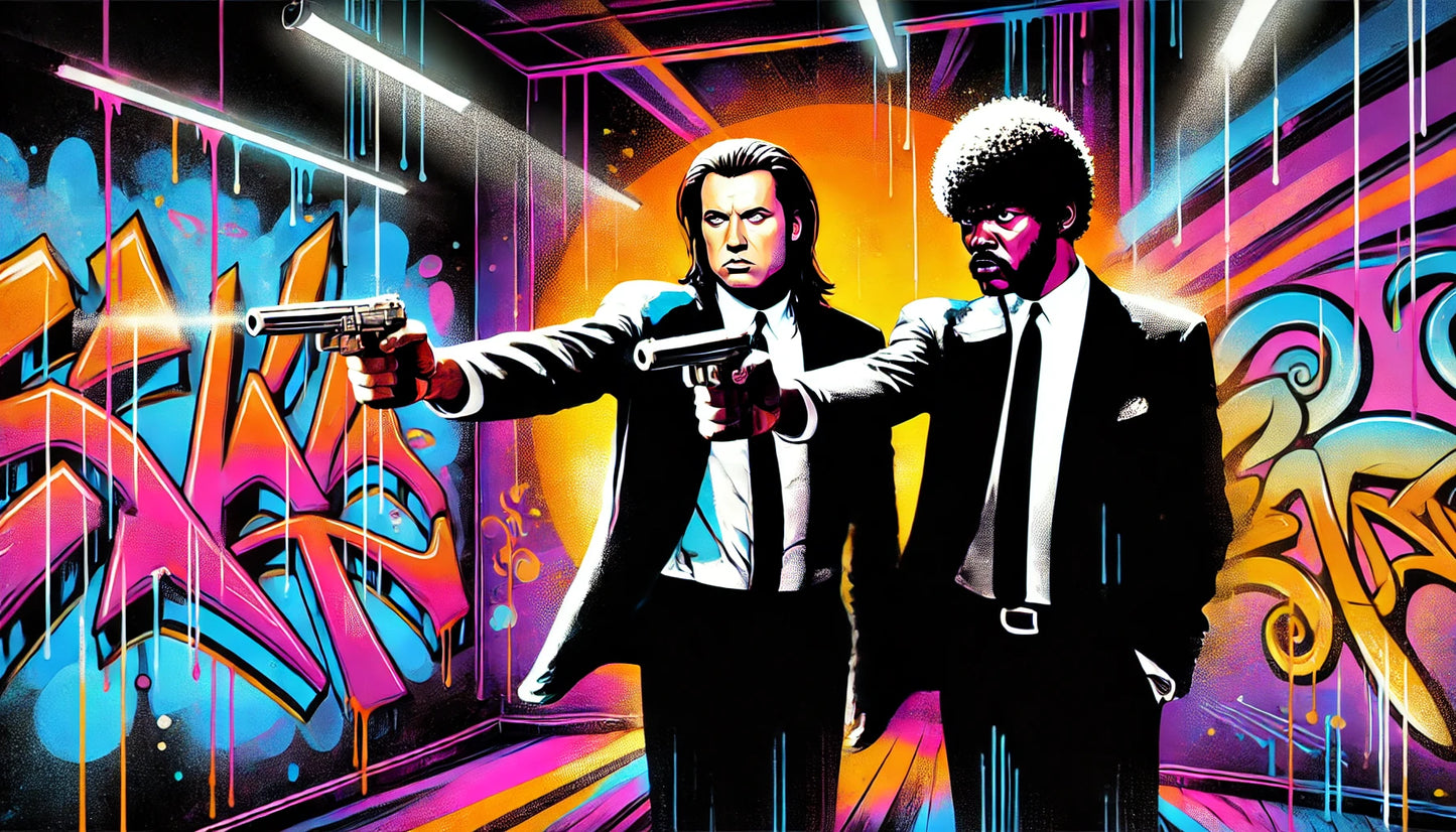 Pulp Fiction Graffiti Art Mirrored Canvas by NorCal Goods